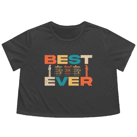 Best Dad Ever Guitar Chords Musician Funny Fathers Flowy Cropped Tees