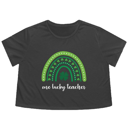 One Lucky Teacher Rainbow St Patrick’S Day Flowy Cropped Tees