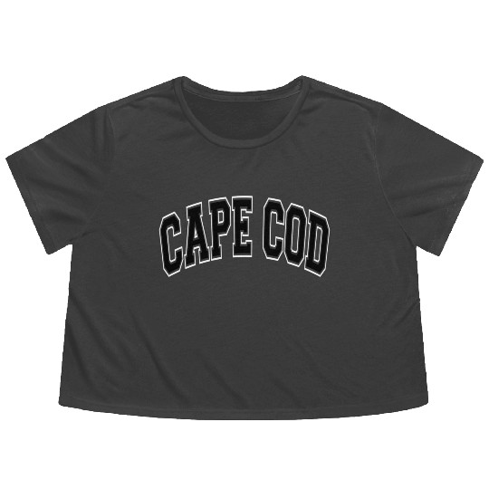 Cape Cod Massachusetts Varsity Style Black Text Flowy Cropped Tees