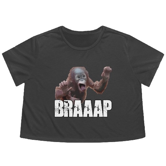 Braaap Monkey Face Riding A Motocross Flowy Cropped Tees