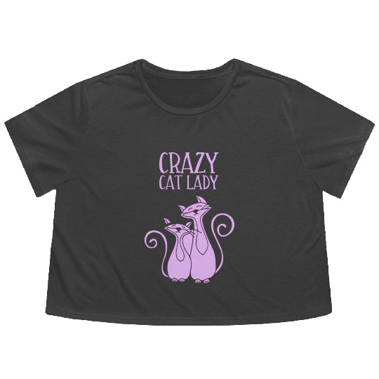Crazy Cat Lady For Cat Purple Flowy Cropped Tees