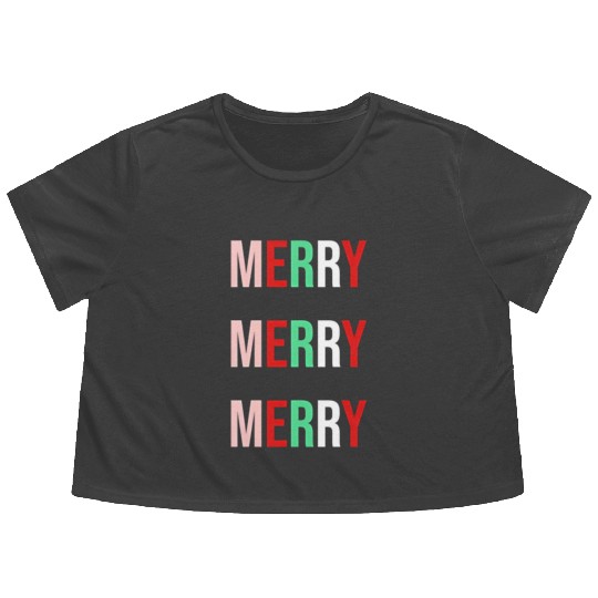 Merry Merry Merry Flowy Cropped Tees