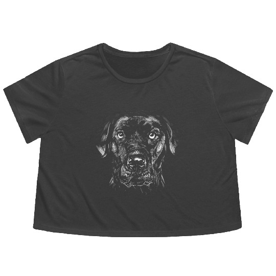 Labrador Retriever Realistic Labrador Dog Face Flowy Cropped Tees