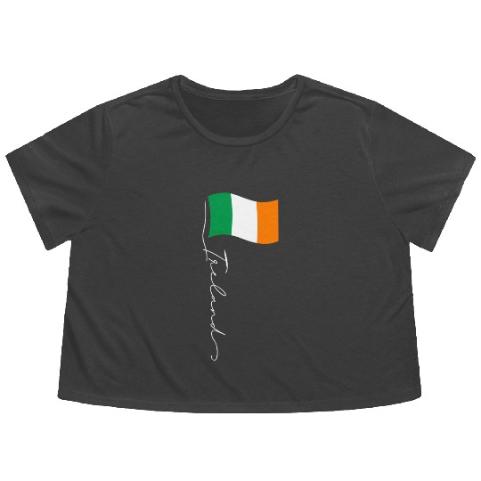 Ireland Signature Flag Pole Elegant Patriotic Flowy Cropped Tees