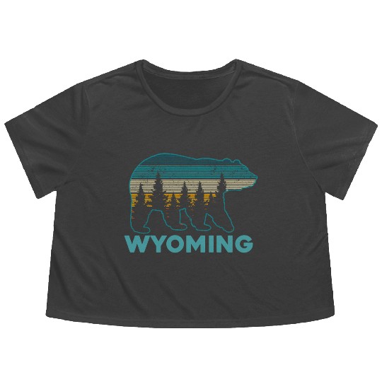 Wyoming Grizzly Bear Nature Hiking Flowy Cropped Tees