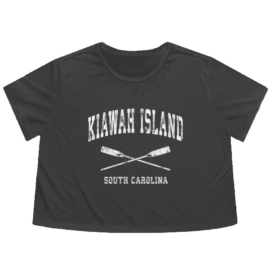 Kiawah Island South Carolina Nautical Crossed Oars Flowy Cropped Tees