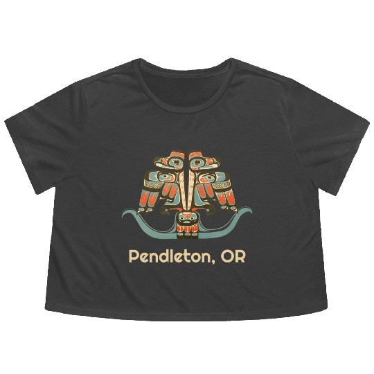 Pendleton Oregon Thunderbird Nw Native American Flowy Cropped Tees