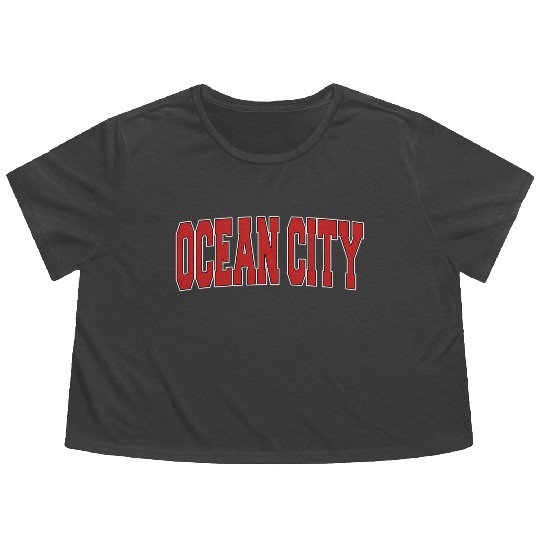 Ocean City Nj New Jersey Varsity Style Usa Sports Flowy Cropped Tees