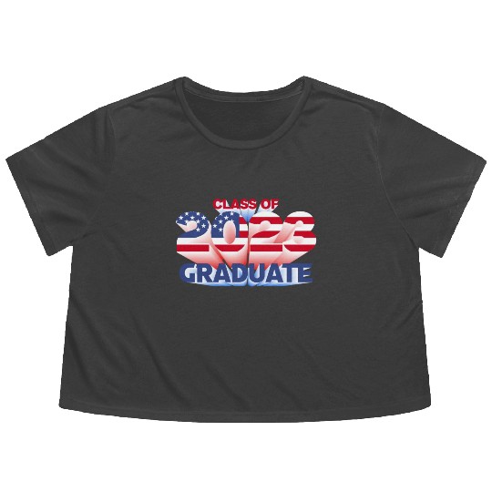 US American Flag 2023 Graduate Patriotic Graduatio Flowy Cropped Tees