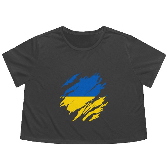 Ukrainian Flag Ukraine Flowy Cropped Tees