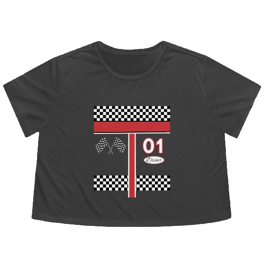 Race Car Driver For Halloween Flowy Cropped Tees