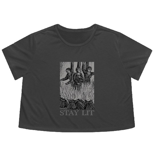Stay Lit Occult Satan Witch Unholy Baphomet Tarot Flowy Cropped Tees