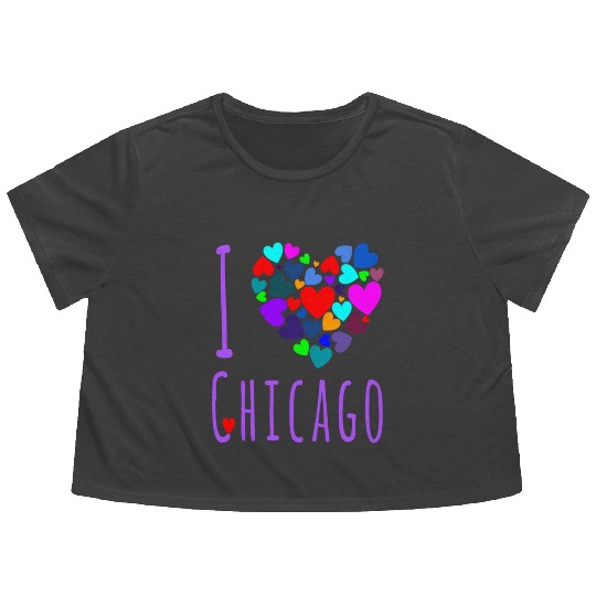 I Love Chicago Heart City Of Chicago Flowy Cropped Tees