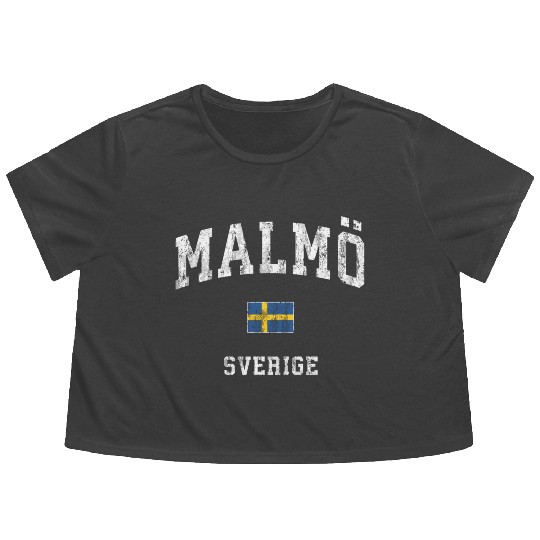 Malmo Sweden Sverige Athletic Sports Flowy Cropped Tees