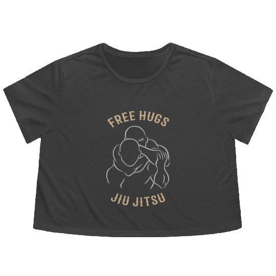 Jiu Jitsu Free Hugs Jujitsu Bjj Mma Flowy Cropped Tees