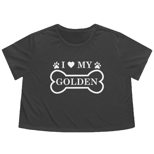 I Love My Golden Golden Retriever Dog Flowy Cropped Tees