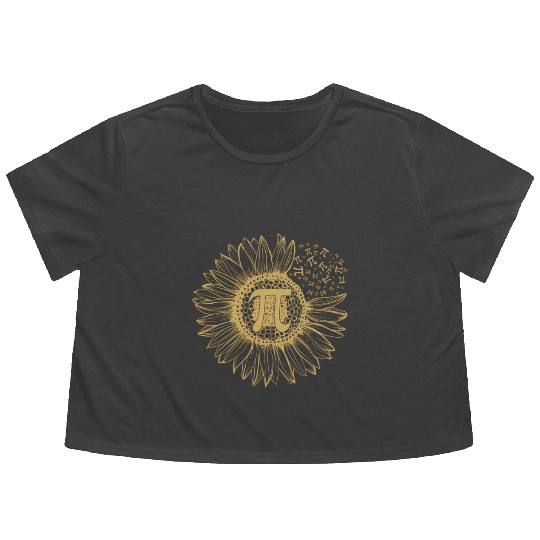 Happy Pi Day Sunflower With Pi Flowy Cropped Tees