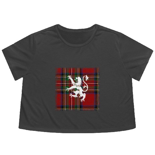 Scottish Tartan Red Plaid Scotland Lion Royal Flowy Cropped Tees