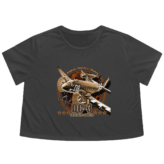 DC3 C47 Dakota Military Transport Aircraft Flowy Cropped Tees