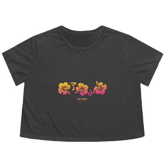 Israel Hibiscus Souvenir Vacation Flowy Cropped Tees