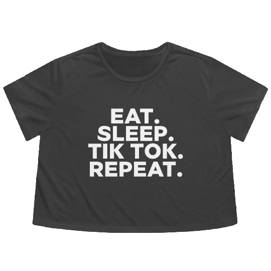 Eat Sleep tiktok Repeat retro vintage colors Flowy Cropped Tees
