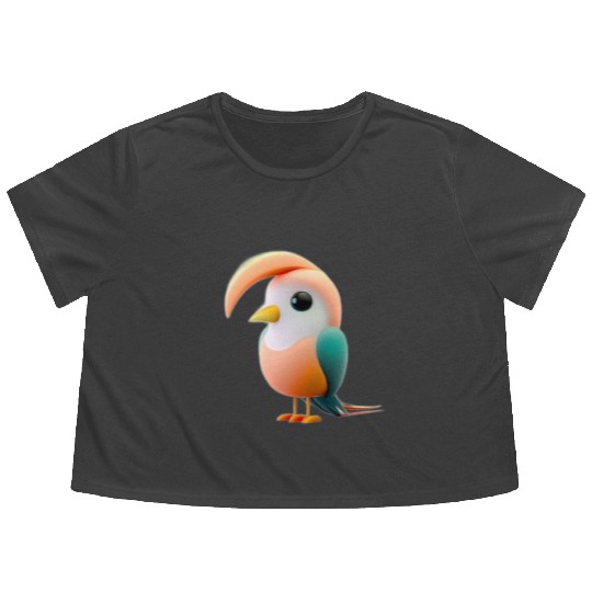 Cute Bird of Paradise 3D Render Flowy Cropped Tees