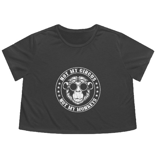 Not My Circus Monkeys Monkey Animal Flowy Cropped Tees