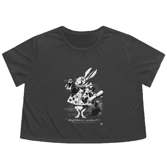 Easter Bunny Alice-In-Wonderland White Rabbit Flowy Cropped Tees