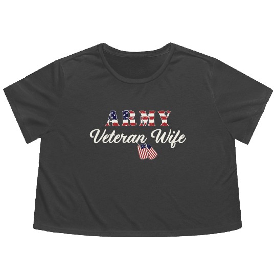 US Army Veteran Wife Flowy Cropped Tees