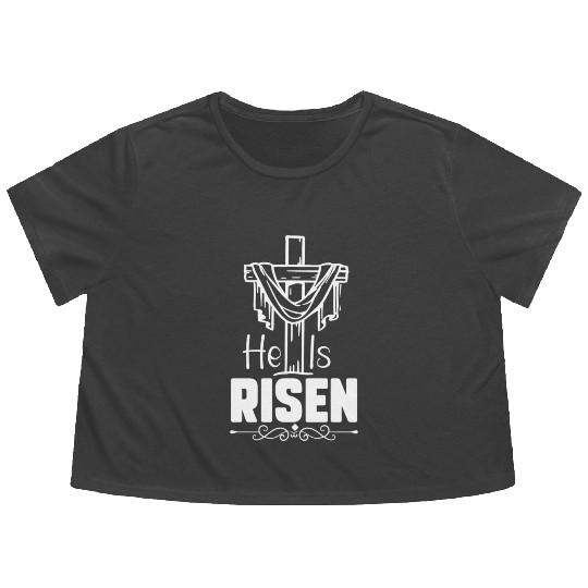 He Is Risen Jesus Christ Resurrection Happy Flowy Cropped Tees