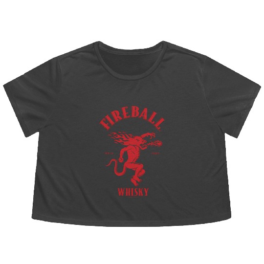 Fireball Whiy Red Hot Burns Like Hell V2 Flowy Cropped Tees