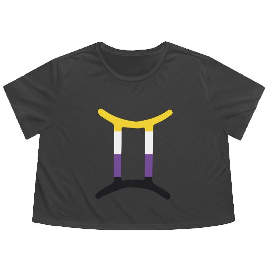 Non Binary Gemini Sign Non Binary Pride Flowy Cropped Tees