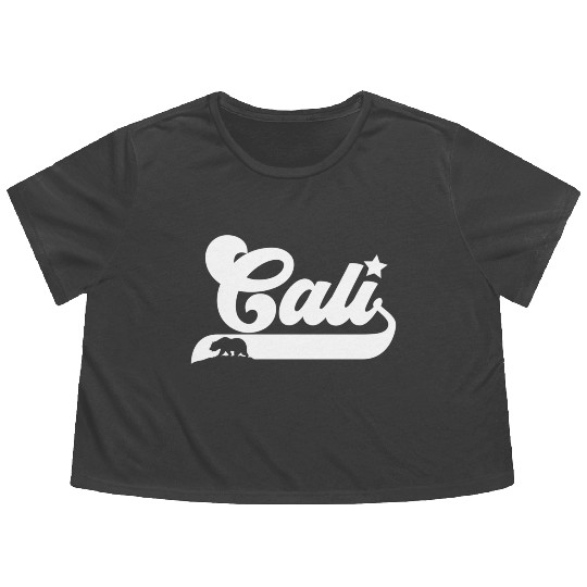 Cali California Bear Usa State Beauty Flowy Cropped Tees
