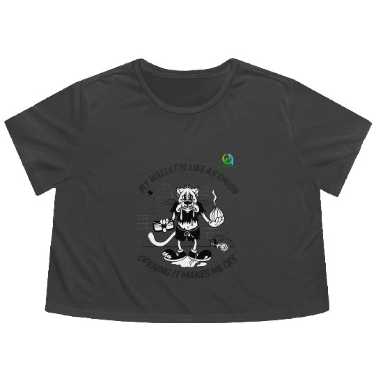 Crying Onion Wallet Humor Flowy Cropped Tees