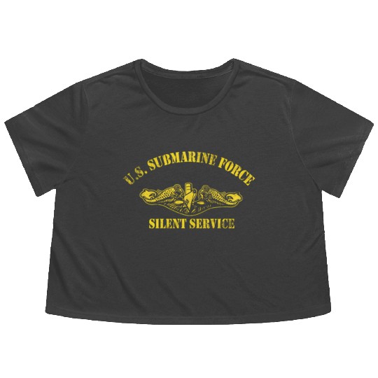 Us Submarine Force Silent Service Veteran Submarin Flowy Cropped Tees