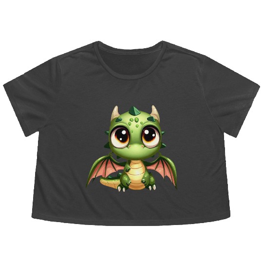 Big Eyes Dragon Puppy Dragon Babby Flowy Cropped Tees