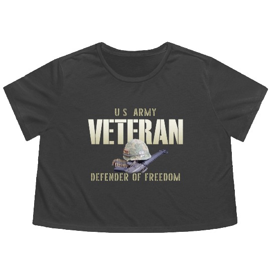US Army Veteran: Defender of Freedom Flowy Cropped Tees