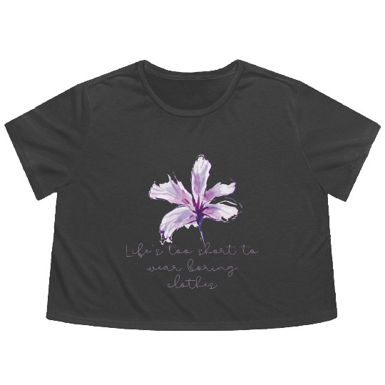 Purple Lily Flower surprise with quote Flowy Cropped Tees