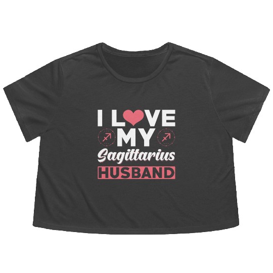 I love my Sagittarius Husband Flowy Cropped Tees