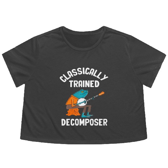Classically Trained Decomposer Funny Frog Playing Flowy Cropped Tees