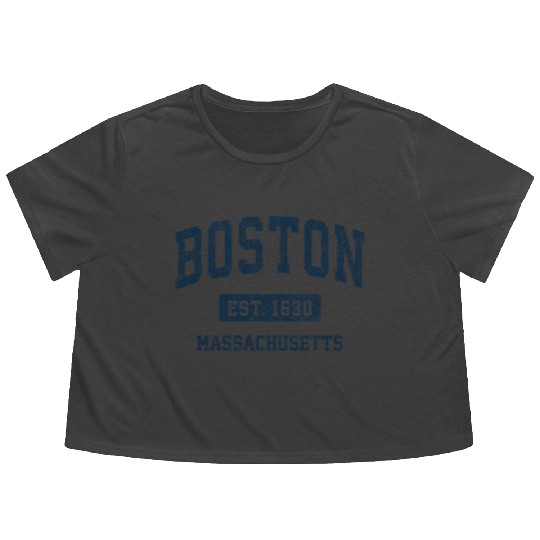 Boston Massachusetts Ma Vintage Athletic Flowy Cropped Tees
