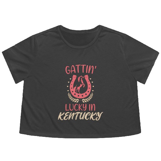 Gattinâ€™ Lucky In Kentucky Horse Racing Derby Flowy Cropped Tees