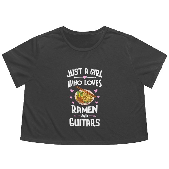 Ramen And Guitars Anime for n Girls Flowy Cropped Tees