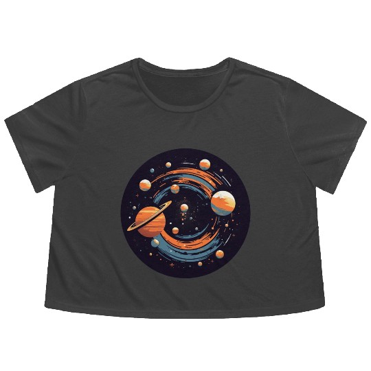 Universe Solar System Planets Flowy Cropped Tees