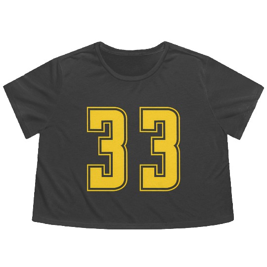Yellow Number 33 Team Junior Sports Numbered Flowy Cropped Tees