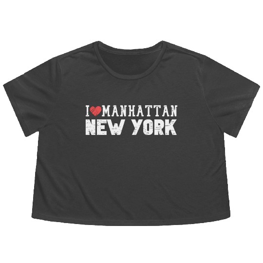 Manhattan New York Love I Heart Manhattan Ny Flowy Cropped Tees
