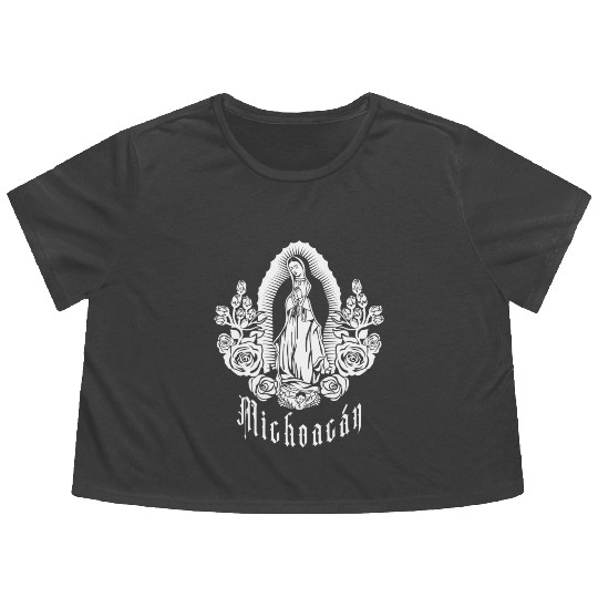 Santa Guadalupe Catholic Saint Of Meco Americas Mi Flowy Cropped Tees