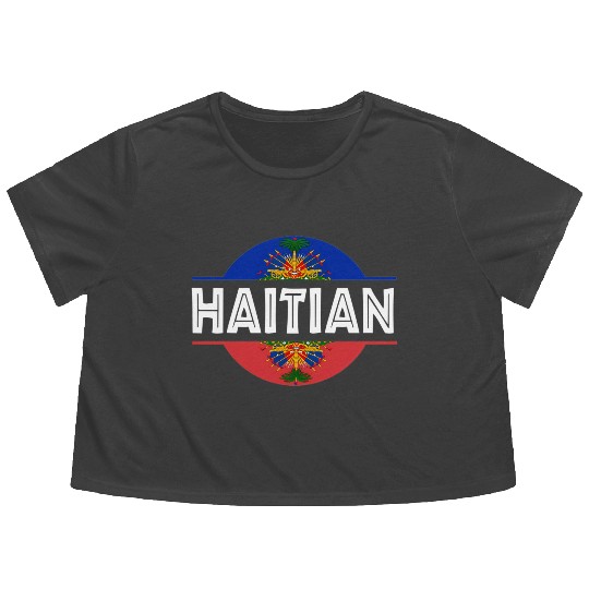 Haitian Flag Haiti Coat Of Arm Ayiti Day Pride Flowy Cropped Tees
