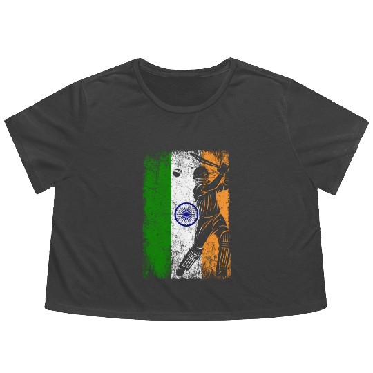 India Flag Indian Cricket Jersey Fan Player Coach Flowy Cropped Tees
