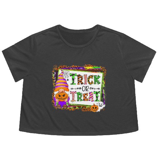 Halloween Gnomes Witch Autumn Trick Or Treat Flowy Cropped Tees